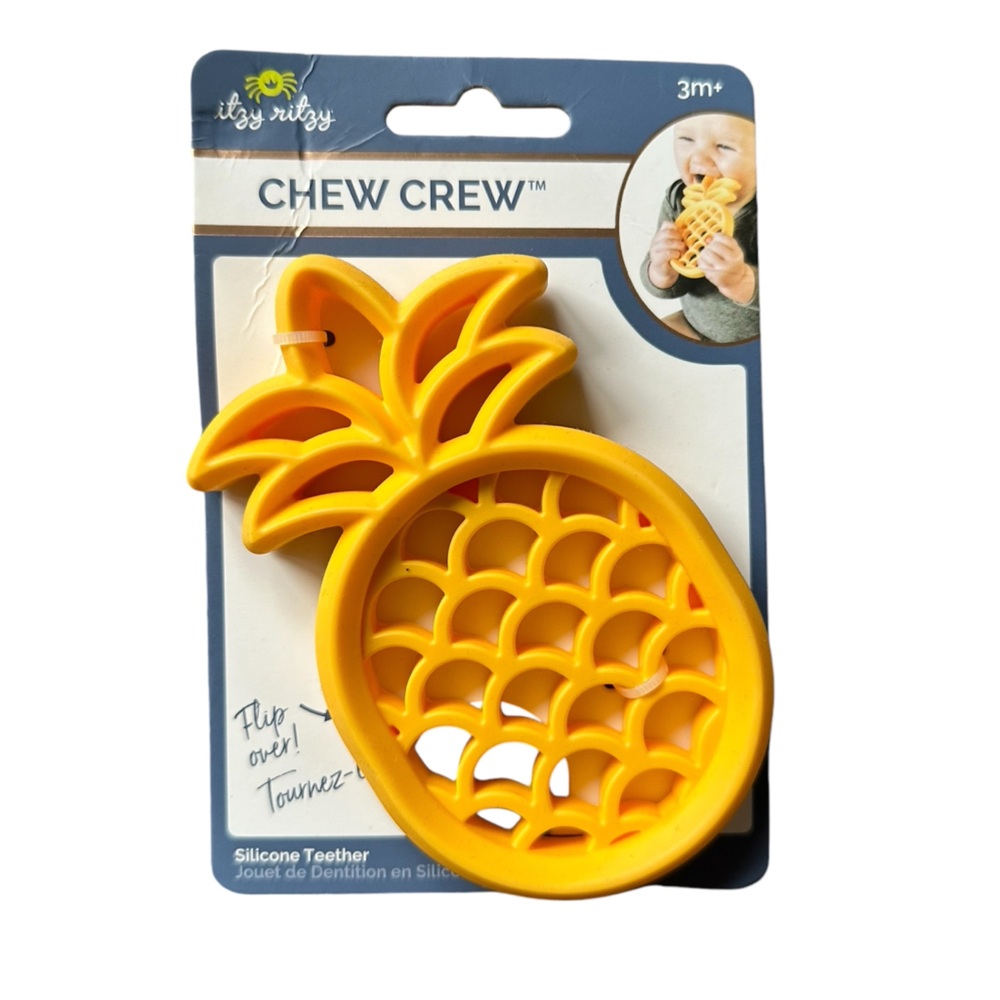 New! 🍍 Itzy Ritzy Silicone Pineapple Teether Yellow Baby Toddler Chew Toy